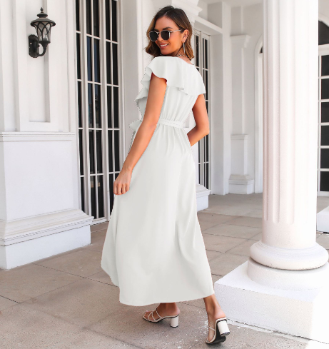 Ayla Ruffled V-Neck Maxi Dress