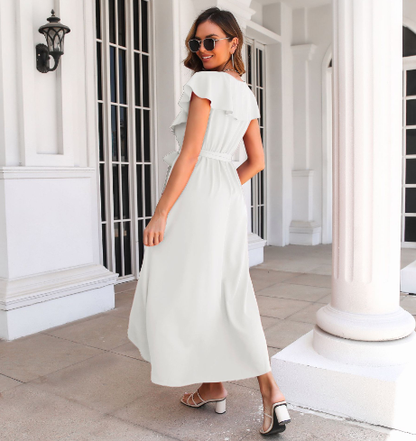Ayla Ruffled V-Neck Maxi Dress