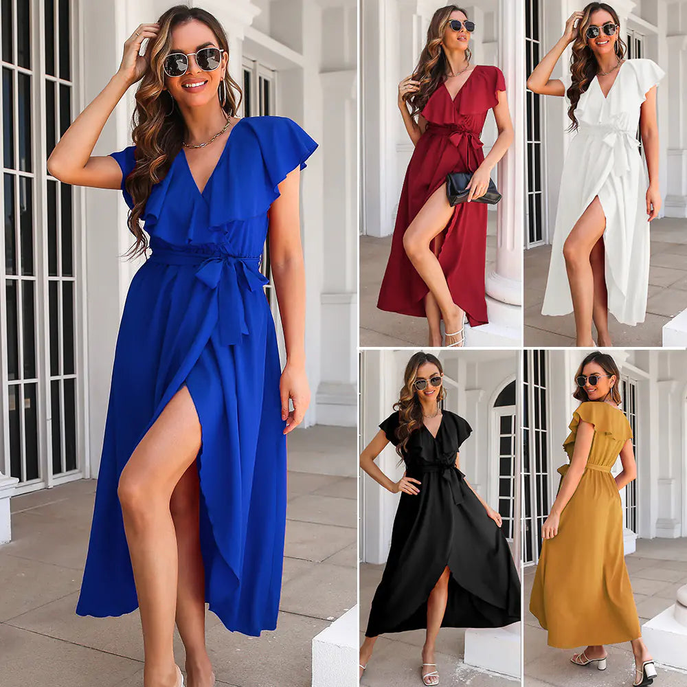 Ayla Ruffled V-Neck Maxi Dress